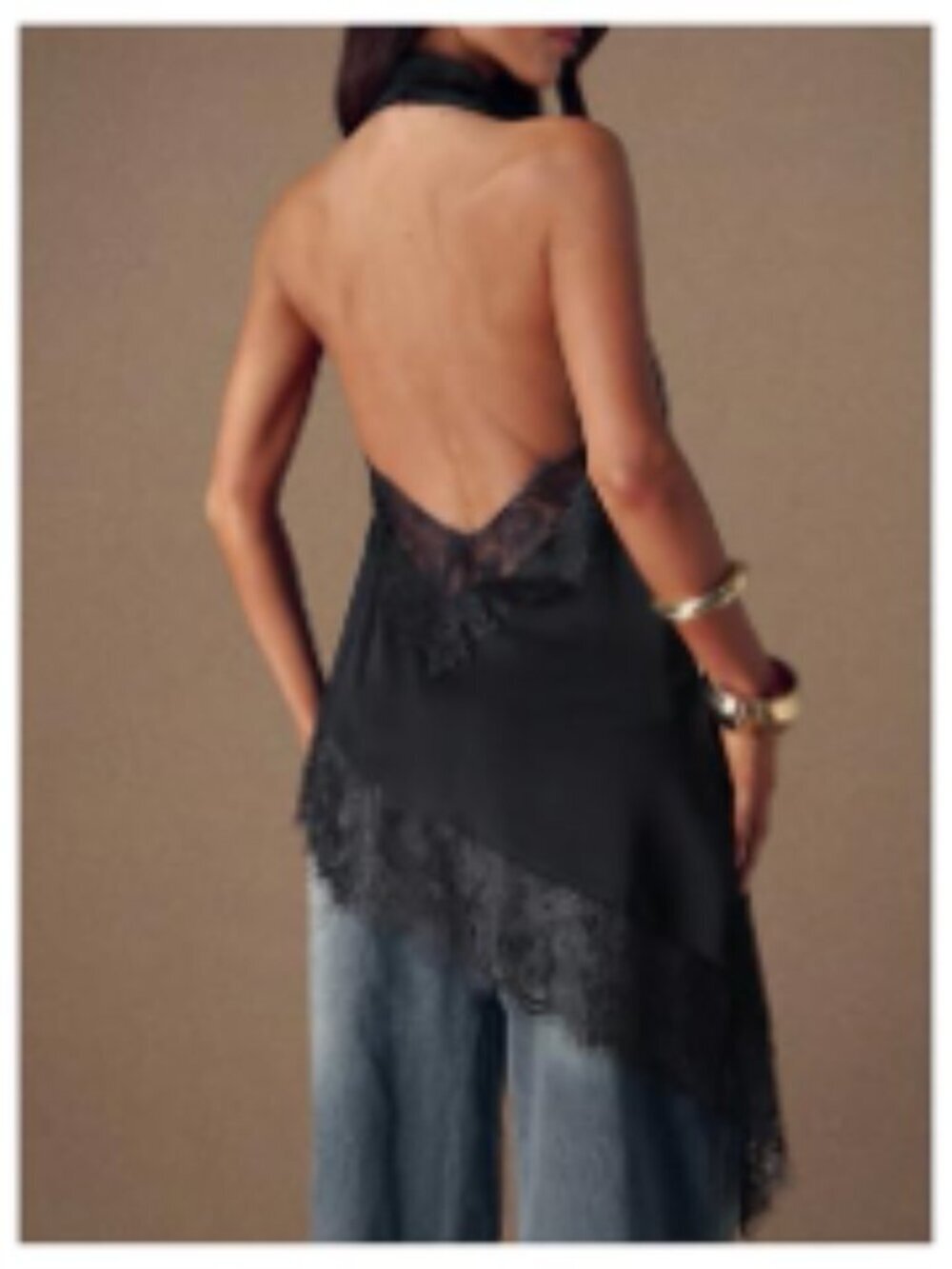 Women's Halter Neck Backless Cami Top Asymmetrical Hem Rave Club Going Out - Picture 2 of 7